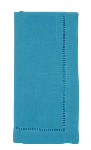 Fennco Styles Classic Hemstitch Design 20 Inch Square Table Dinner Cloth Napkins, Set of 4 – Turquoise Table Cover for Home Décor, Dining Table, Banquets, Holidays and Special Occasions