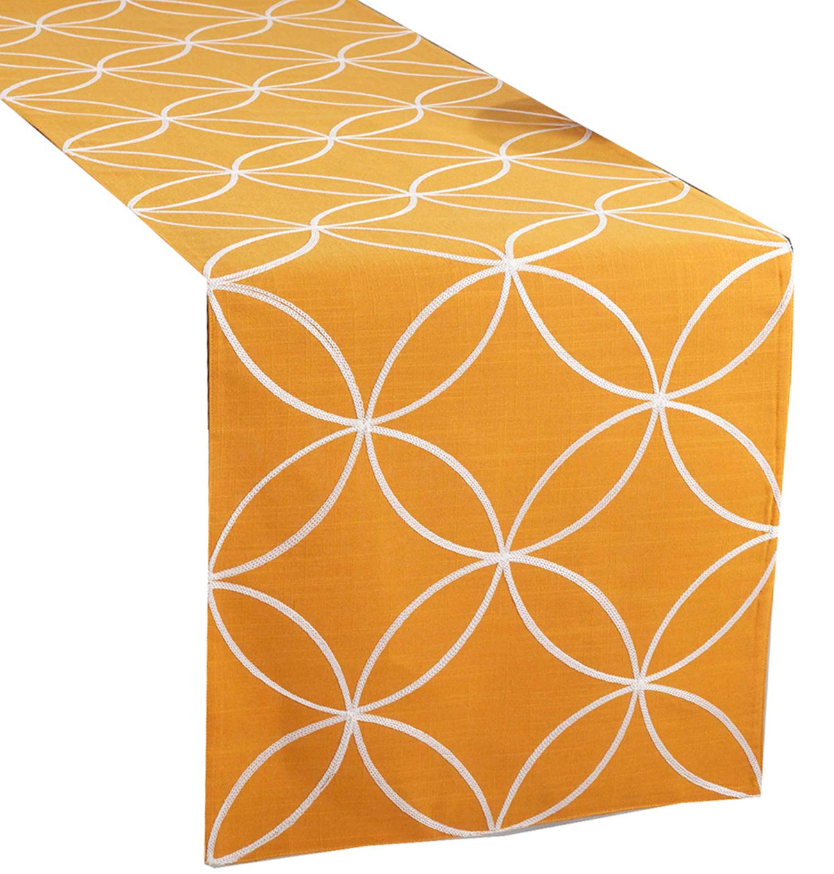 Fennco Styles Stitched Tile Table Runner - 16"x70" Rectangular - 4 Colors (Tangerine)