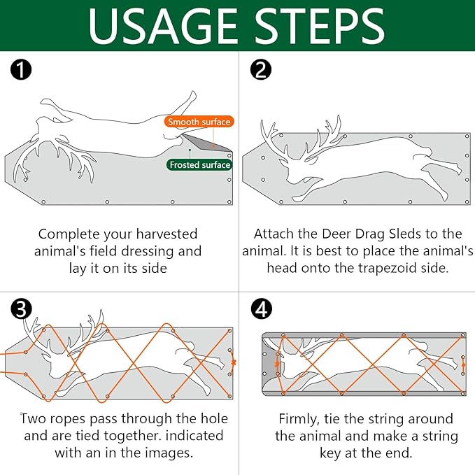 Tlswshsy 2pcs Deer Drag Sleds-Multi-Purpose Utility Sled for Hauling Ice Fishing Supplies, Fire Wood, Duck Hunting, Fishing Gear and Accessories