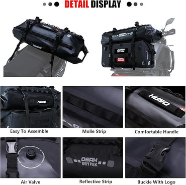 Waterproof Duffel& Luggage Bag - Motorcycle Dry Bag Tail Saddle Bags with Roll Top Closure,Large Storage Space,for Camping, Kayaking, Fishing & Traveling(Green, 20L)