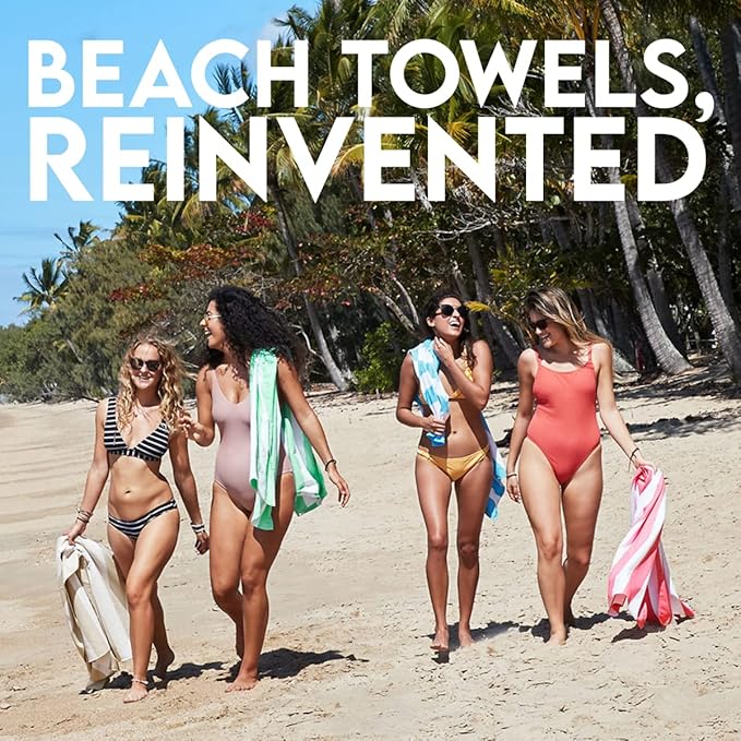 Dock & Bay Customized Beach Towel - Quick Dry, Sand Free - Compact, Lightweight - 100% Recycled - Includes Bag - Cabana Light - Tulum Blue- Large