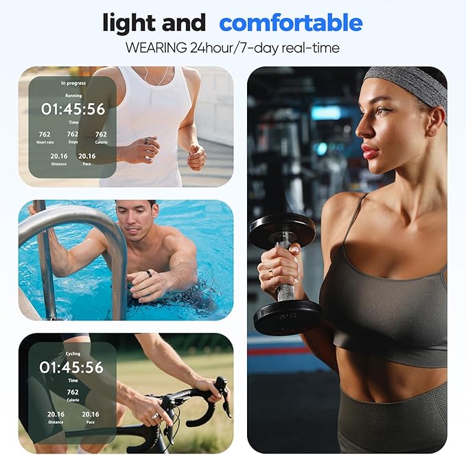 Smart Ring with Sleep Monitoring, No APP Subscription, 10-Day Battery Life, Stress/Heart Rate/Women's Health Tracker, Android & iOS Compatible (Rose Gold, 8)