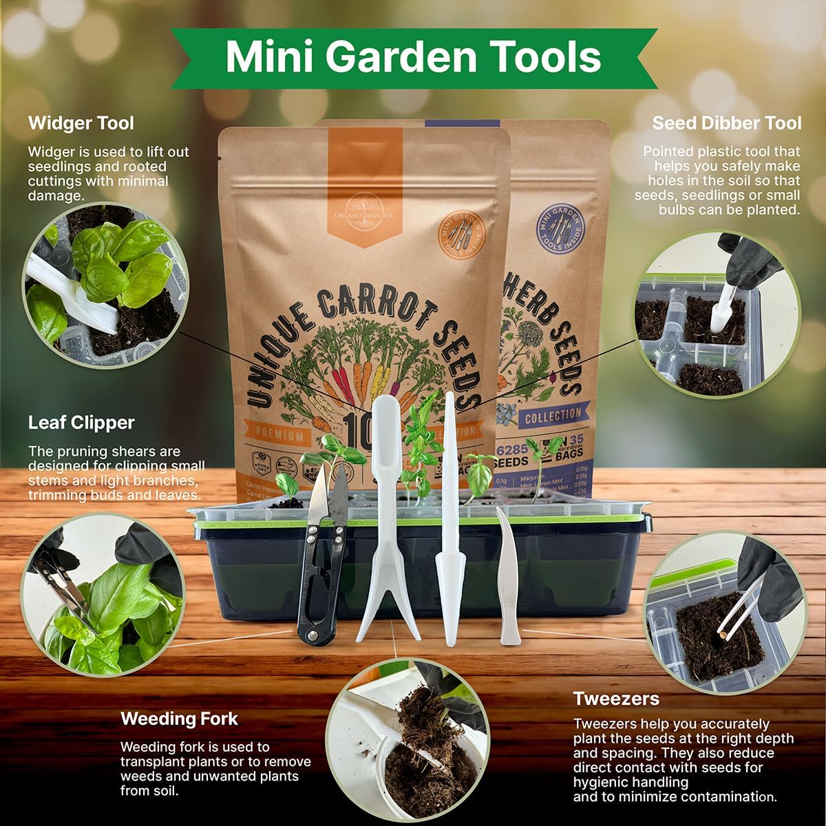Organo Republic 10 Carrot Seeds and 35 Medicinal & Tea Herb Seeds Variety Pack Bundle, 23,885+ Non-GMO Heirloom Garden Seeds for Planting Carrots and Herbs for Indoor & Outdoor Gardening