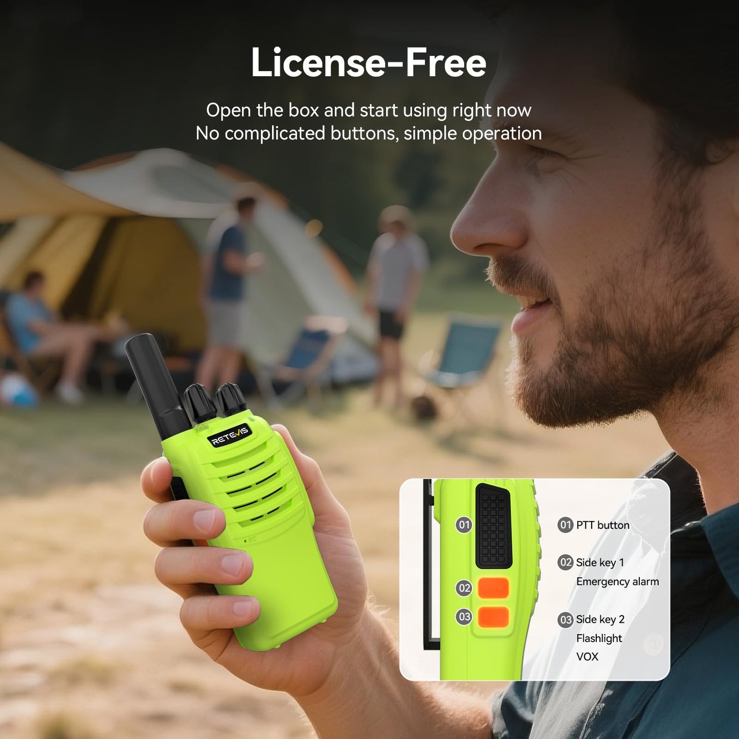 Retevis H-777 Rechargeable Walkie Talkies, Mini 2 Way Radios Long Range, Small Walky Talky, Portable FRS Two Way Radios with LED Flashlight(Black, 2 Pack)