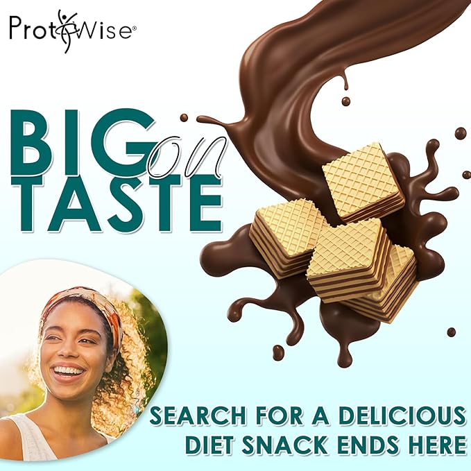 ProtiWise High Protein Wafers | Mocha | 15g Protein Per Serving, Low Carb, Low Sugar, High Fiber Snack | Gluten-Free, Keto-Friendly Diet for Hunger Control & Weight Loss | 5/Box