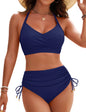 Women's High Waisted Bikini Set - Tummy Control Swimsuit with Crisscross Back