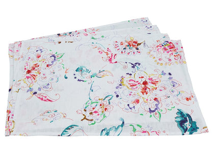 Fennco Styles Primavera Collection Printed Floral Design 100% Linen Table Runner