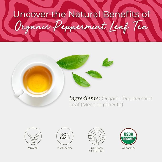 Starwest Botanicals Organic Peppermint Leaf Tea - Caffeine Free Herbal Tea, Supports Digestion, USDA Organic Peppermint Leaf, String Free Sachets, Non GMO - Bulk Pack, 100 Tea Bags