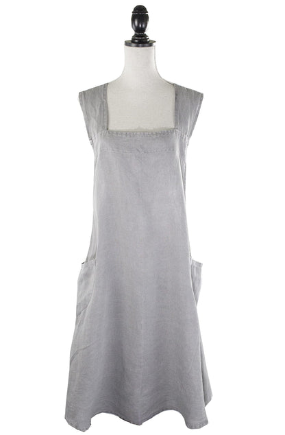 Fennco Styles Solid Criss Cross Back Apron Pure 100% Linen Cooking Kitchen Apron