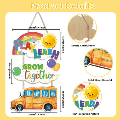 Aryroi Rainbow Wooden Classroom Door Sign School Decor 11.42x11.42 Yellow White