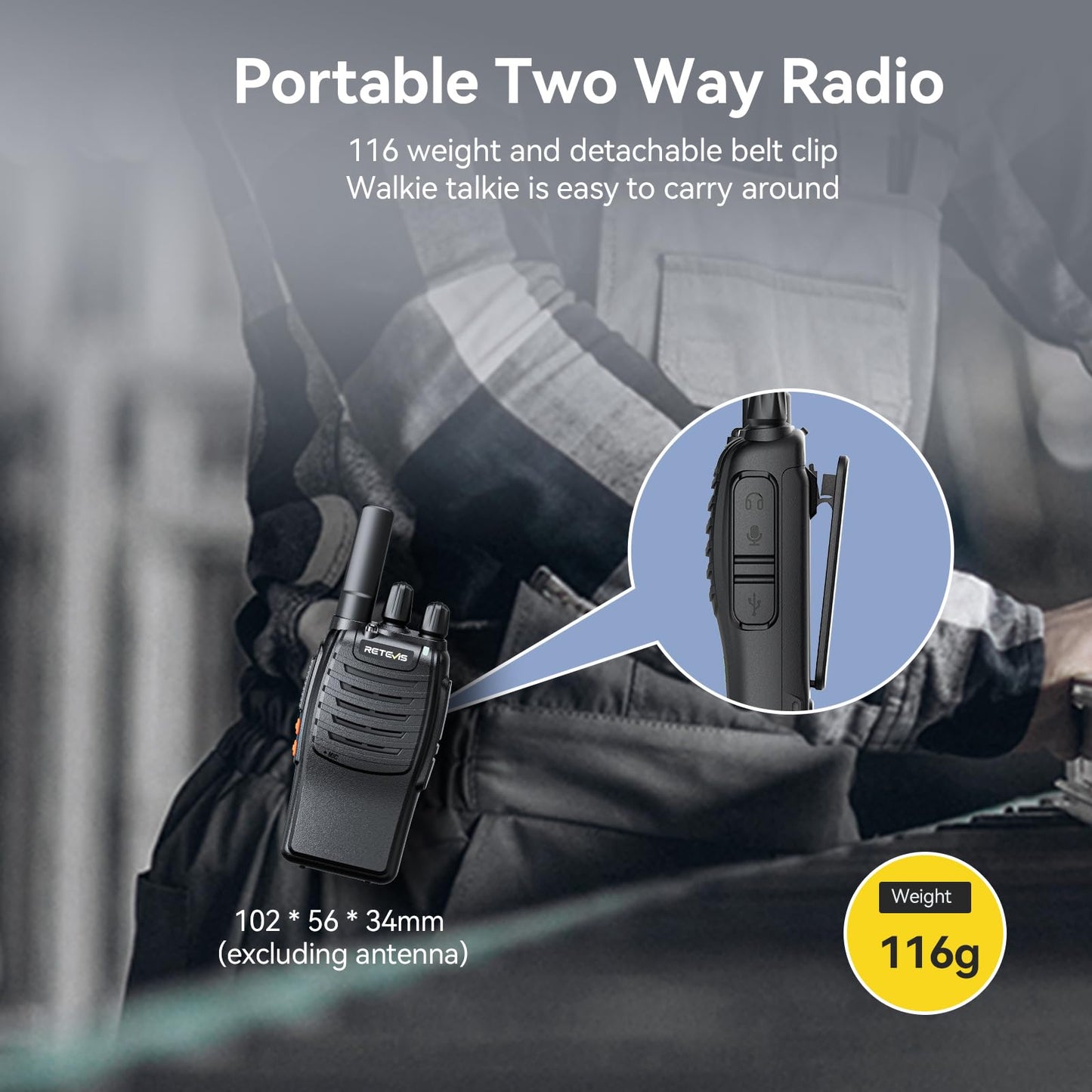Retevis H-777 2 Way Radios, Walkie Talkies for Adults, Rechargeable Long Range Two Way Radio, Shock Resistant, Short Antenna for Business Education(10 Pack)