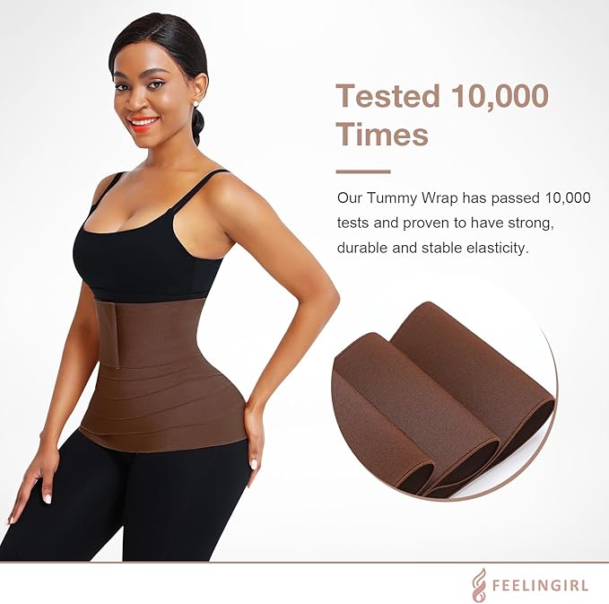 FeelinGirl Waist Trainer for Women Trimmer Belt Waist Cincher Tummy Wrap Plus Size Snatch Me Up Bandage Body Shaper