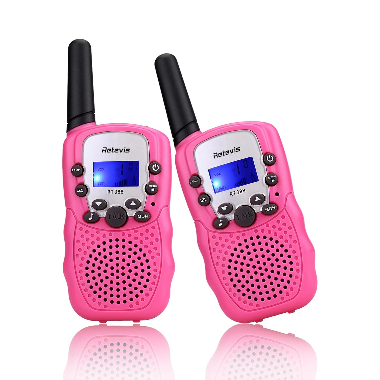 Retevis RT388 Walkie Talkies for Kids, Birthday Gifts for 6 7 8 9 10 11 12 Year Old Girls, 22 CH LCD Flashlight, Pink Walkie Talkies Christmas Gifts Toys for Girls(Pink, 2 Pack)