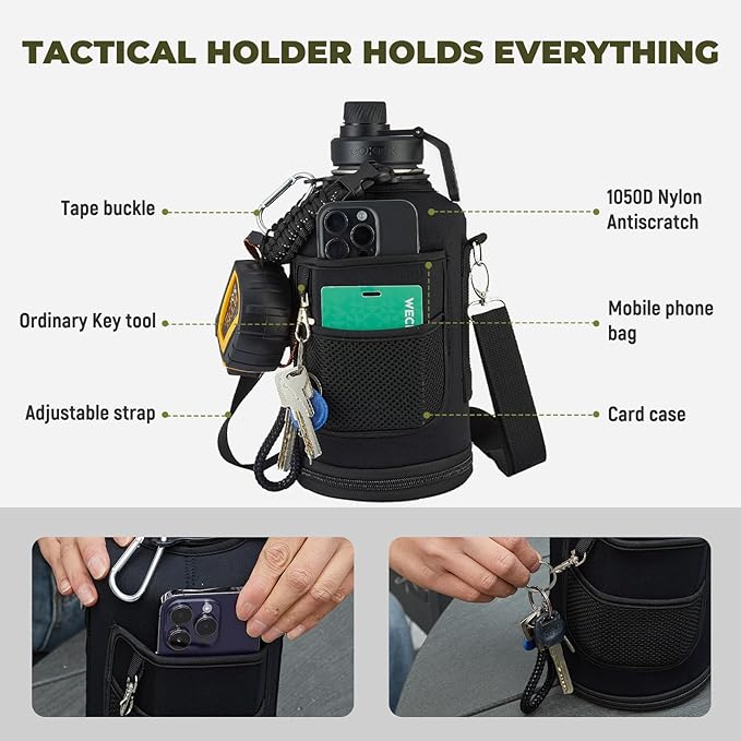 COKTIK 84oz Water Bottle with Straw - Triple Insulated Flask, 48hr Cold Retention Large Water Bottle, Leakproof Water Jug for Gym, Hiking, Camping, Outdoor Sports(Indigo Black)