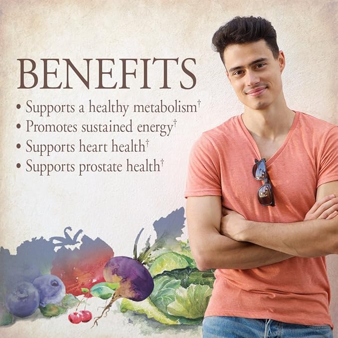 Garden of Life Once Daily Whole Food Multivitamin for Men, Organic Mens Vitamins & Minerals, Vitamin C, Zinc, Vegan, for Health & Well-Being, 30 Tablets