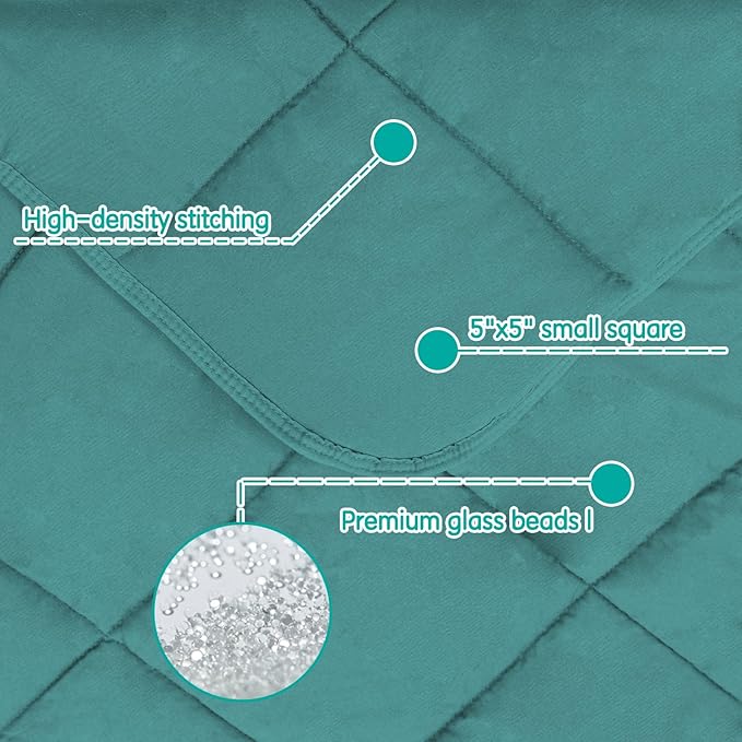 yescool Weighted Blanket (3 lbs, 36" x 48", Teal) Cooling Heavy Blanket for Sleeping Perfect for 20-40 lbs, Breathable Blanket with Premium Glass Bead, Machine Washable