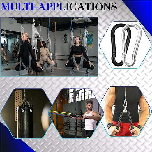200 PCS M5 Carabiners, 3/16Inch Galvanized Steel Black Quick Link Small Carabiner Clips, 2'' Spring Carabiner Link Buckle for Fishing Camping Hammock Dog Leashes-220LBS Holding Capacity