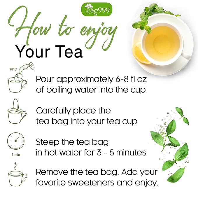 TOG999, Premium 30 Moringa Leaf Tea Bags, 100% Natural & Pure from Moringa Leaves. Loose Leaf Moringa Herbal Tea. Moringa Leaf Tea. No Sugar, No Caffeine, No Gluten, Vegan.