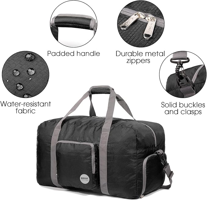 WANDF Foldable Travel Duffel Bag 60-120L Duffle Carry on for Women and Men