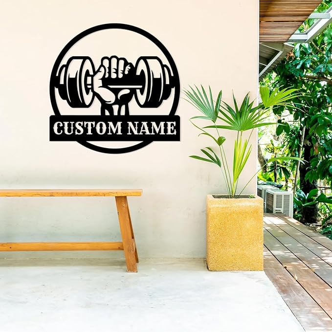 Personalized Metal Gym Sign, Custom Fitness Metal Wall Decor, Body Builder Lovers Gift, Gym Custom Unique Metal Wall Art, fitness room decor, home gym decor, gym wall art (Style-6)