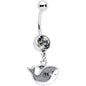 Clear Gem Sweet Smiling Whale Dangle Belly Ring