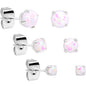 20G White Faux Opal 3mm to 5mm Post Stud Earrings Set of 3