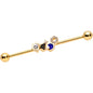 14G Clear CZ Gem Gold Tone Lovely Bee Industrial Barbell 38mm