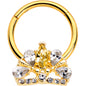16G 3/8 Clear CZ Gem Gold Tone Lavish Crown Hinged Segment Ring