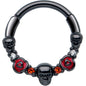 16G 3/8 Red Clear CZ Gem Black Skull Halloween Hinged Segment Ring