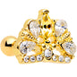 16G 1/4 Clear CZ Gem Gold Tone Lavish Crown Cartilage Earring