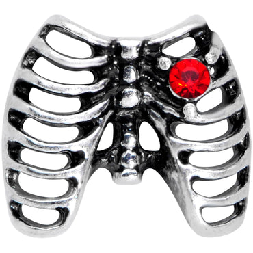 16G 1/4 Red CZ Gem Heart Skeleton Halloween Cartilage Earring
