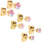20G Aurora CZ Gem Gold Tone 3mm to 5mm Post Stud Earring Set of 3