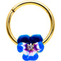 16G 3/8 Clear CZ Gem Gold Tone Spring Flower Hinged Segment Ring