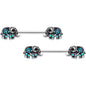 14G 9/16 Aqua Orb Curvy Elephant Barbell Nipple Ring Set