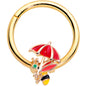 16G 3/8 Gold Tone Rainy Day Umbrella Bee Hinged Segment Ring