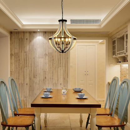 Modern White Solid Wood Chandelier