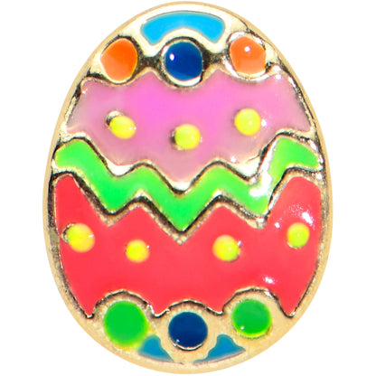 16G 1/4 Gold Tone Funky Painted Easter Egg Cartilage Tragus