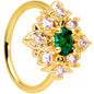20G 5/16 Clear Green Gem Gold Tone Art Deco Style Nose Hoop