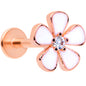 16G 5/16 Clear CZ Gem Rose Gold Tone White Flower Labret Tragus