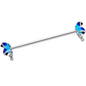 14G Clear Gem Blue Butterfly Industrial Barbell 38mm