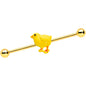14G Gold Tone Yellow Easter Chick Industrial Barbell 38mm