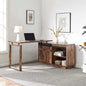 Desk L-shaped Workstation Home Office storage credenza sliding barn door Wood