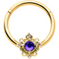 16G 3/8 Purple Tourmaline Gold Tone Filigree Hinged Segment Ring