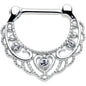 16G 5/16 Clear Gem Textured Baroque Heart Cartilage Clicker