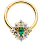16G 3/8 Clear Green Gem Gold Tone Art Deco Hinged Segment Ring