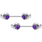14G 9/16 Blue Faux Opal Elegant Elephant Barbell Nipple Ring Set