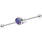 14G Blue Faux Opal Elegant Elephant Industrial Barbell 38mm
