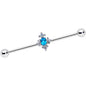 14G Blue Gem Renaissance Cross Industrial Barbell 38mm