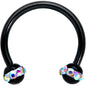 16G 3/8 Aurora Gem Black Banded Horseshoe Circular Barbell