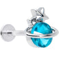 16G 5/16 Clear Blue Gem Saturn Planet Star Labret Monroe Tragus